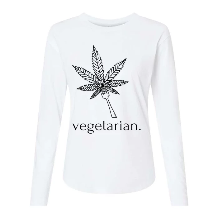 Vegetarian Weed Cannabis Marijuana Cute Funny Stoner Gift Womens Cotton Relaxed Long Sleeve T-Shirt