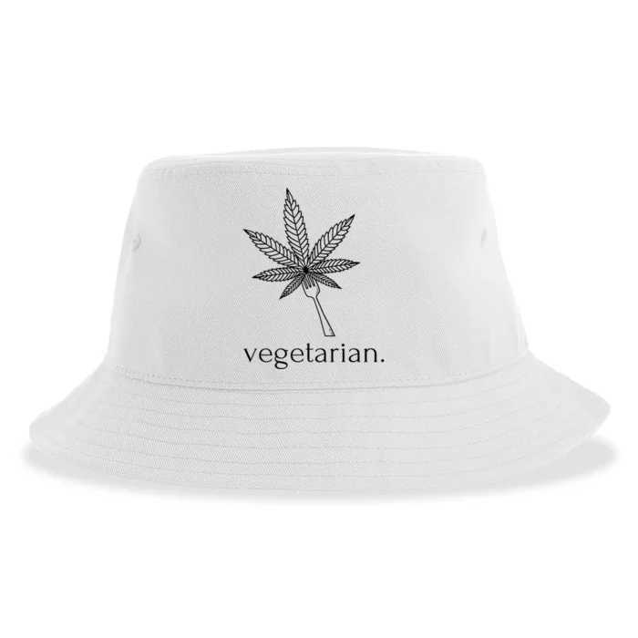 Vegetarian Weed Cannabis Marijuana Cute Funny Stoner Gift Sustainable Bucket Hat