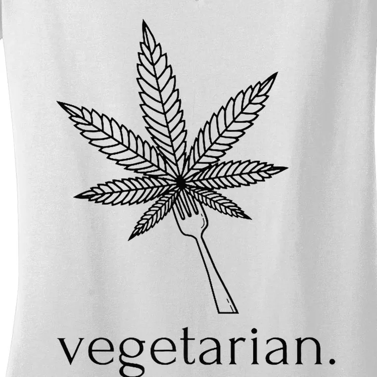 Vegetarian Weed Cannabis Marijuana Cute Funny Stoner Gift Women's V-Neck T-Shirt