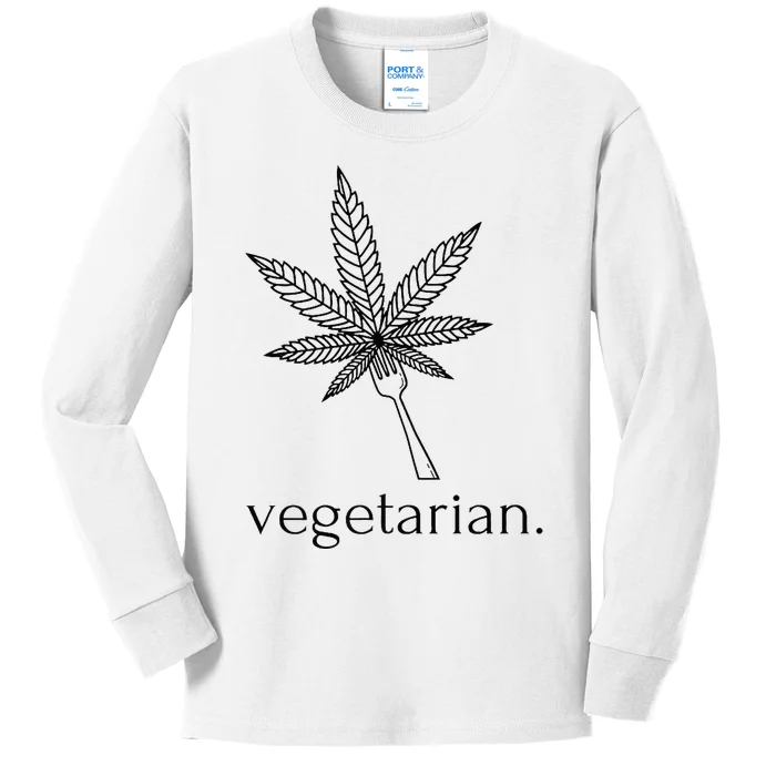 Vegetarian Weed Cannabis Marijuana Cute Funny Stoner Gift Kids Long Sleeve Shirt