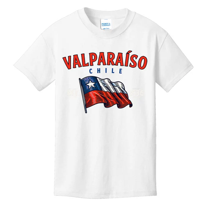 ValparaíSo Waving Chilean Flag Est. 1536 Kids T-Shirt