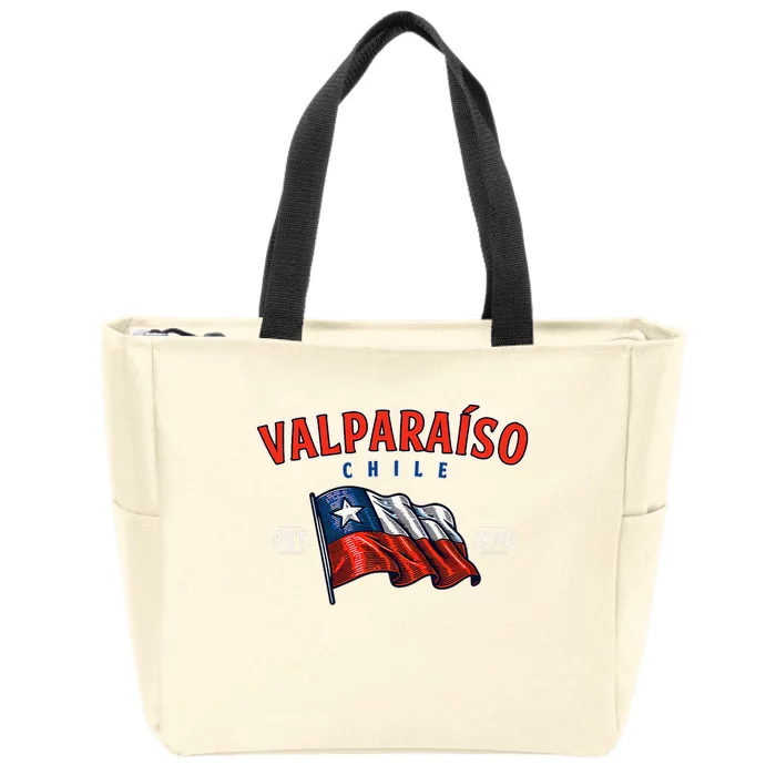 ValparaíSo Waving Chilean Flag Est. 1536 Zip Tote Bag