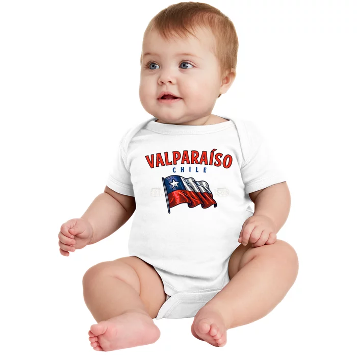 ValparaíSo Waving Chilean Flag Est. 1536 Baby Bodysuit