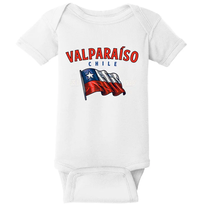 ValparaíSo Waving Chilean Flag Est. 1536 Baby Bodysuit