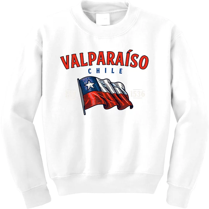 ValparaíSo Waving Chilean Flag Est. 1536 Kids Sweatshirt