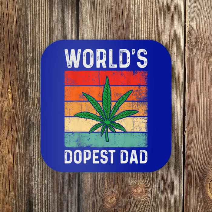 Vintage World's Dopest Dad Funny Marijuana Cannabis Stoner Coaster