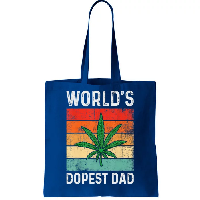 Vintage World's Dopest Dad Funny Marijuana Cannabis Stoner Tote Bag