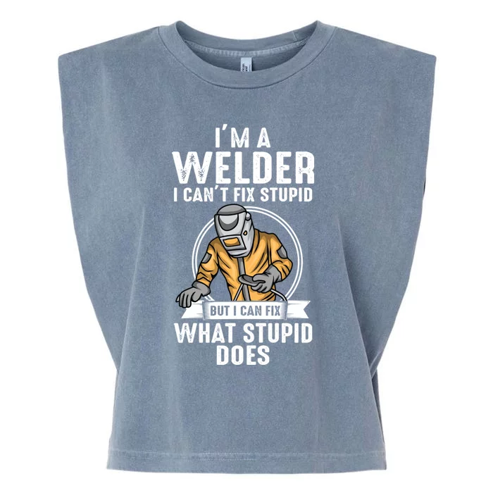 Vintage Welder Design Funny Welder Meme Welding Gift Garment-Dyed Women's Muscle Tee