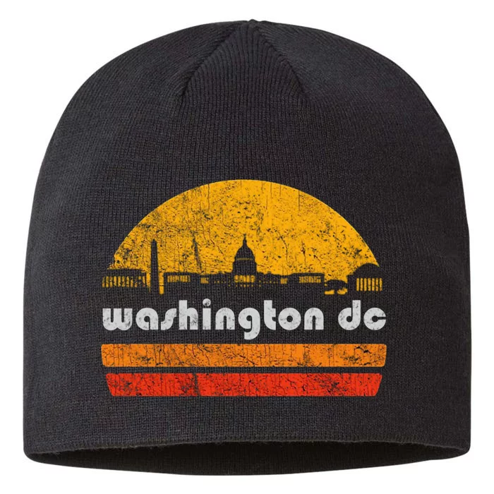 Vintage Washington DC City Skyline Retro Sunset Weathered 8 1/2in Sustainable Knit Beanie