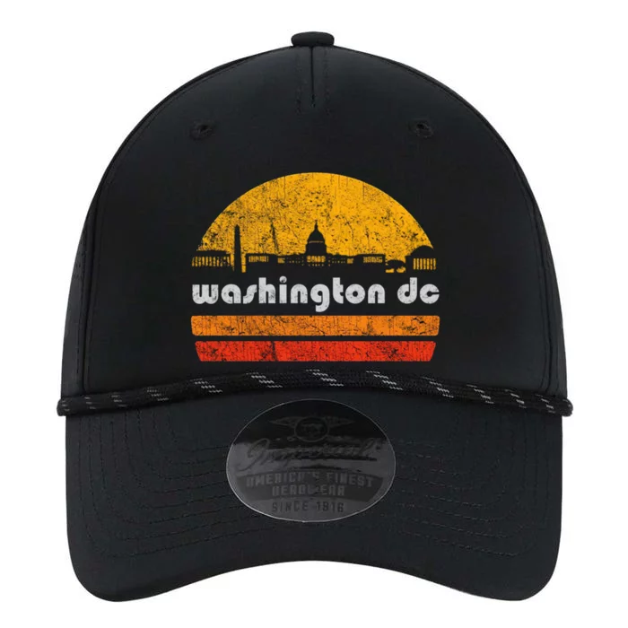 Vintage Washington DC City Skyline Retro Sunset Weathered Performance The Dyno Cap