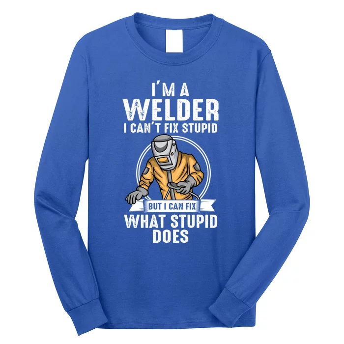 Vintage Welder Design Funny Welder Meme Welding Funny Gift Long Sleeve Shirt