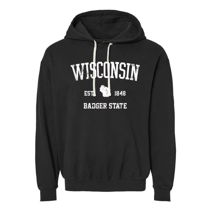 Vintage Wisconsin Est 1849 Badger State Garment-Dyed Fleece Hoodie