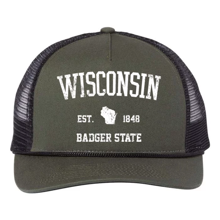 Vintage Wisconsin Est 1849 Badger State Retro Rope Trucker Hat Cap