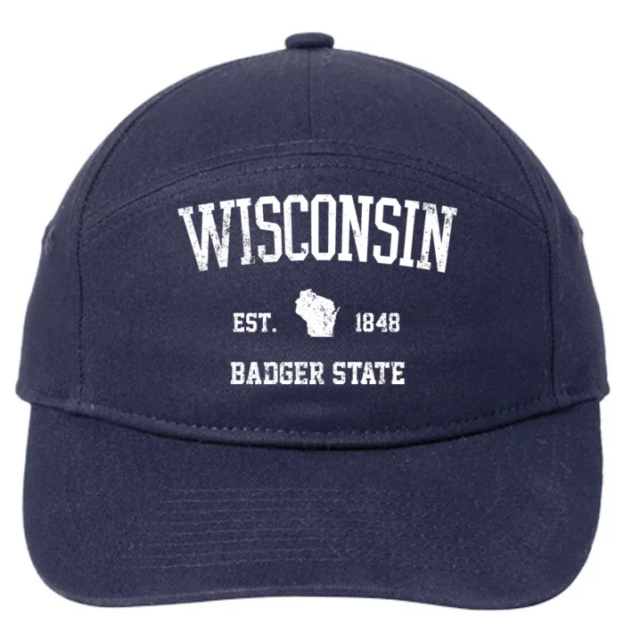 Vintage Wisconsin Est 1849 Badger State 7-Panel Snapback Hat