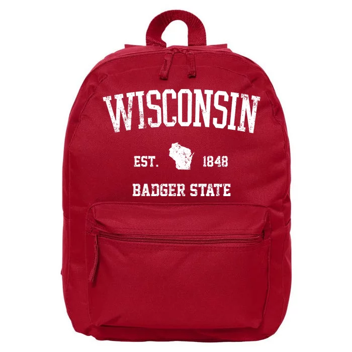 Vintage Wisconsin Est 1849 Badger State 16 in Basic Backpack