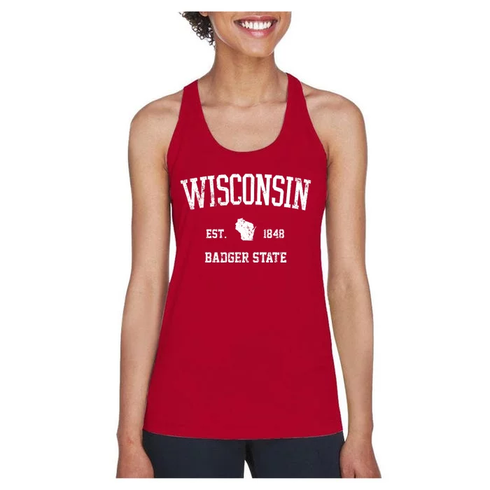 Vintage Wisconsin Est 1849 Badger State Women's Racerback Tank