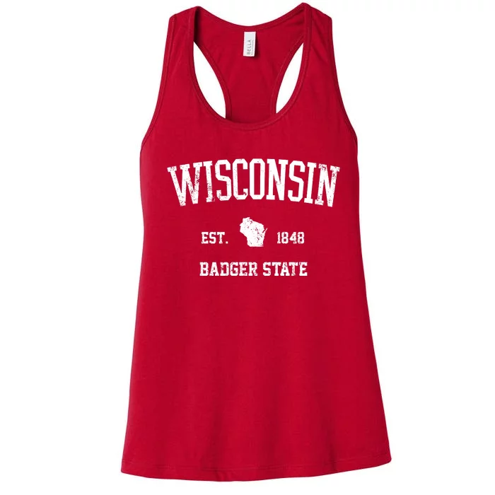 Vintage Wisconsin Est 1849 Badger State Women's Racerback Tank