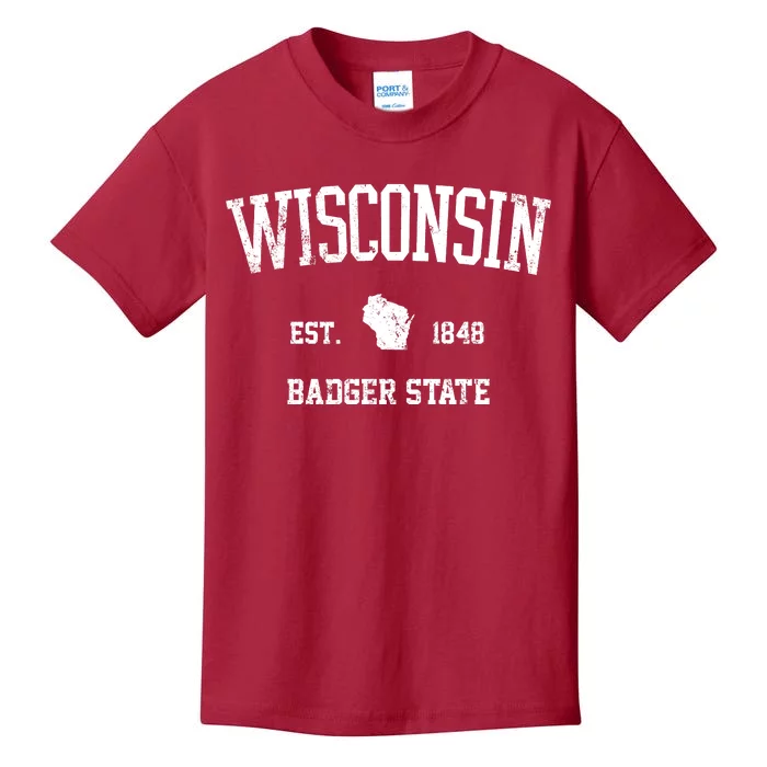 Vintage Wisconsin Est 1849 Badger State Kids T-Shirt