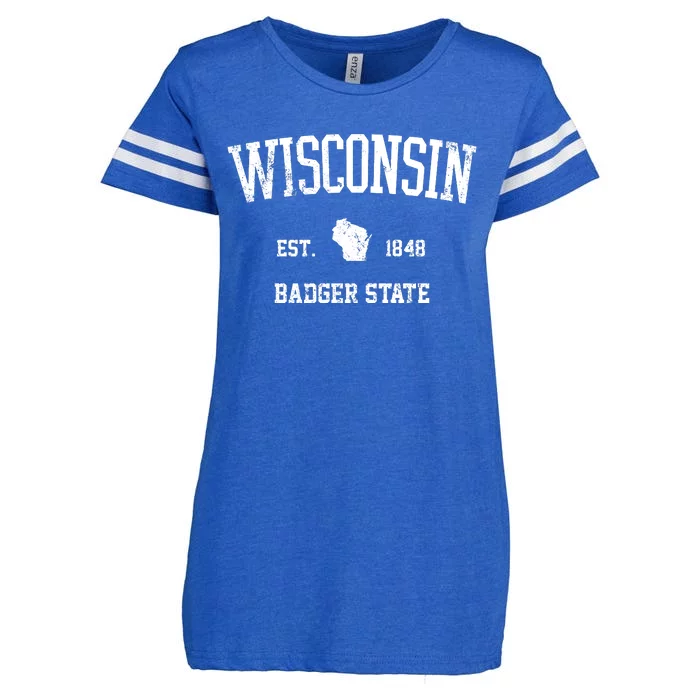 Vintage Wisconsin Est 1849 Badger State Enza Ladies Jersey Football T-Shirt