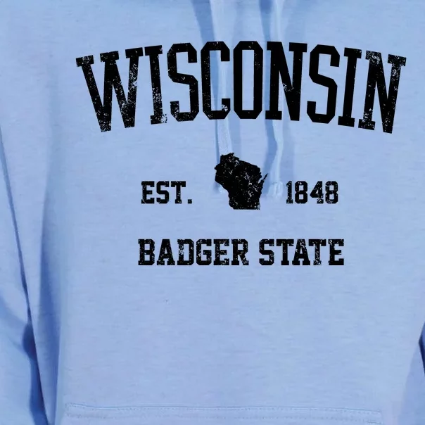 Vintage Wisconsin Est 1849 Badger State Unisex Surf Hoodie