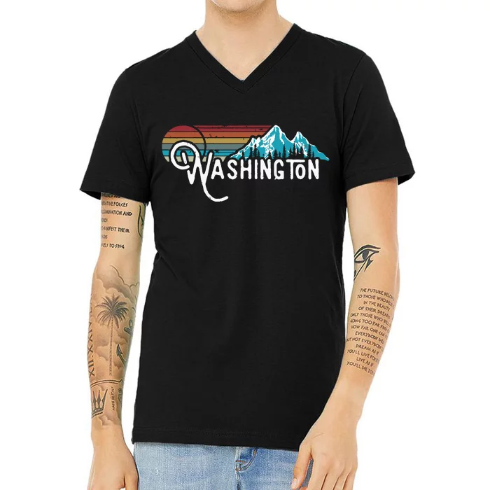 Vintage Washington Evergreen State Seattle Pacific Northwest V-Neck T-Shirt