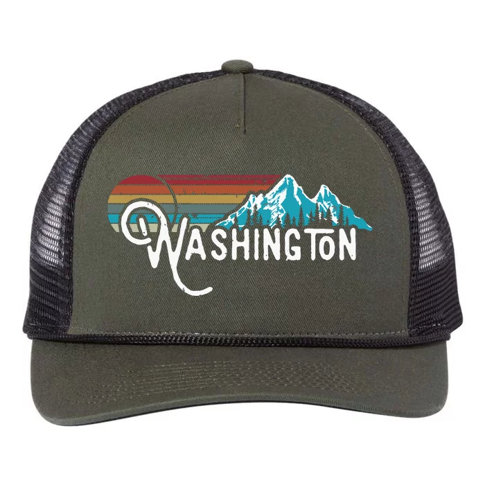 Vintage Washington Evergreen State Seattle Pacific Northwest Retro Rope Trucker Hat Cap