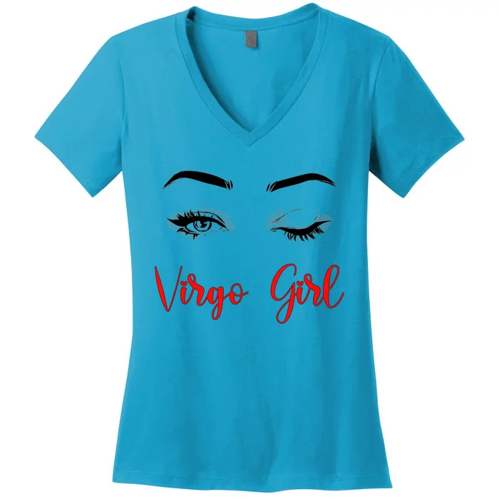 Virgo Winked Eye Zodiac Birthday Gift Women's V-Neck T-Shirt