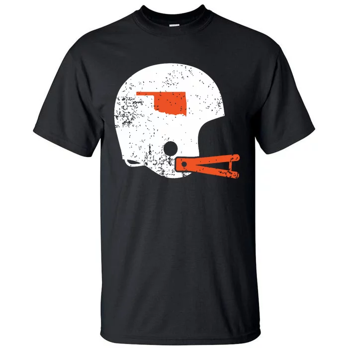 Vintage White Football Helmet State Of Oklahoma Tall T-Shirt