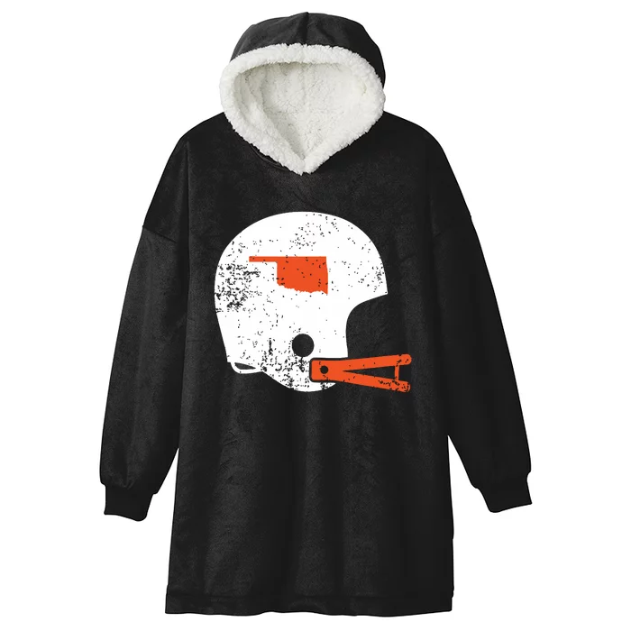 Vintage White Football Helmet State Of Oklahoma Hooded Wearable Blanket