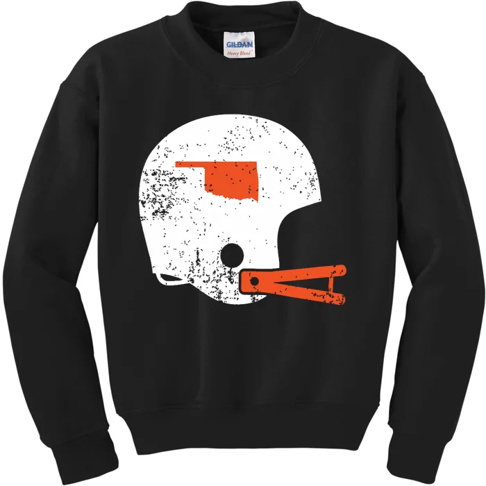 Vintage White Football Helmet State Of Oklahoma Kids Sweatshirt