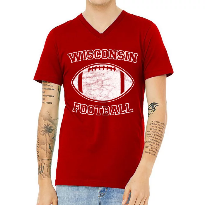 Vintage Wisconsin Football V-Neck T-Shirt