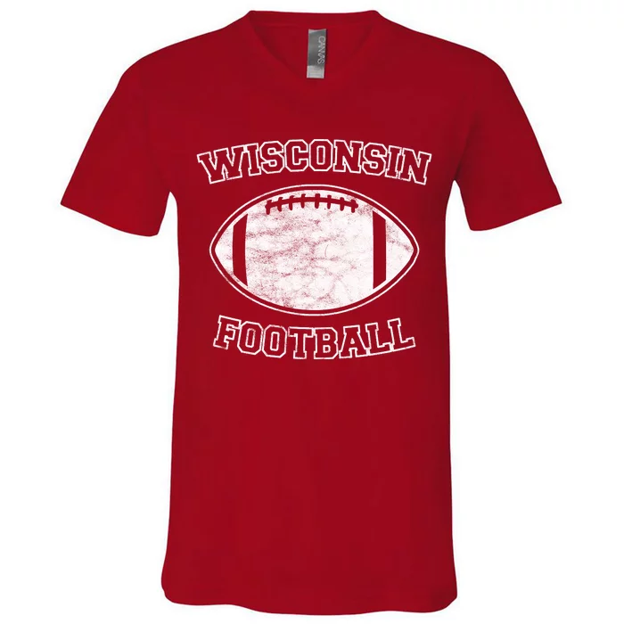 Vintage Wisconsin Football V-Neck T-Shirt