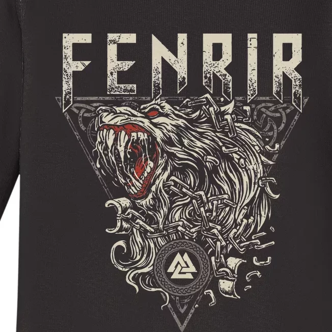 Viking Wolf Fenrir Norse Scandinavian Pagan Mythology Baby Long Sleeve Bodysuit