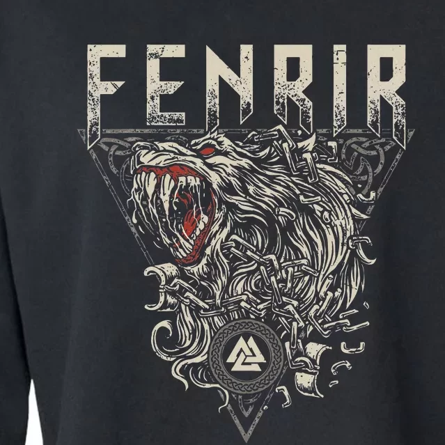 Viking Wolf Fenrir Norse Scandinavian Pagan Mythology Cropped Pullover Crew