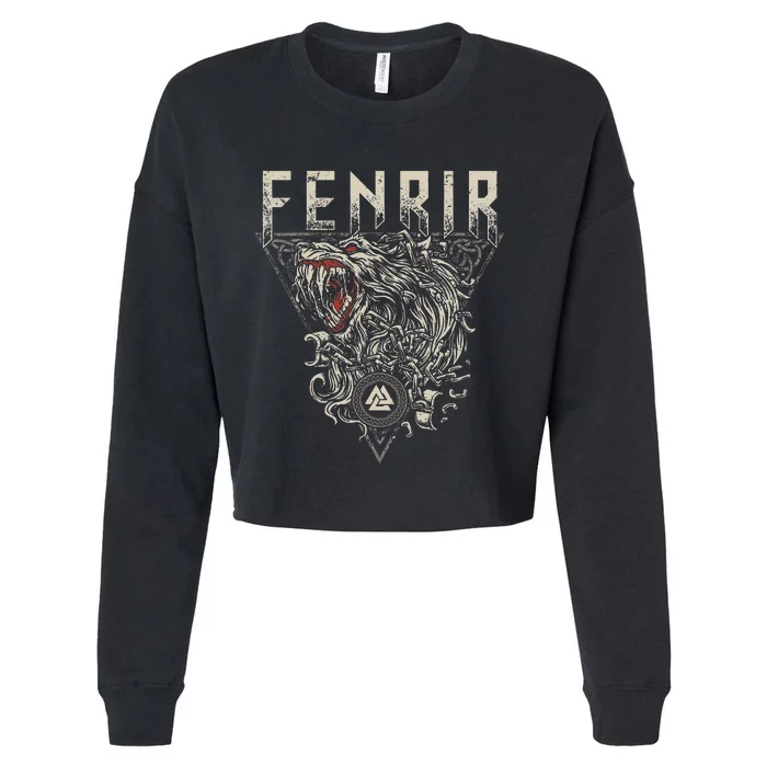 Viking Wolf Fenrir Norse Scandinavian Pagan Mythology Cropped Pullover Crew