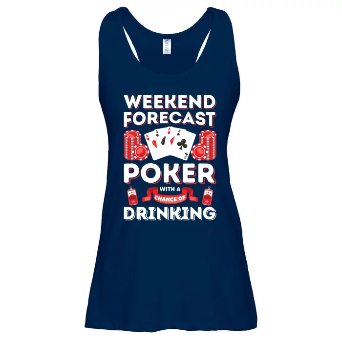 Vintage Weekend Forecast Poker Drinking Ladies Essential Flowy Tank