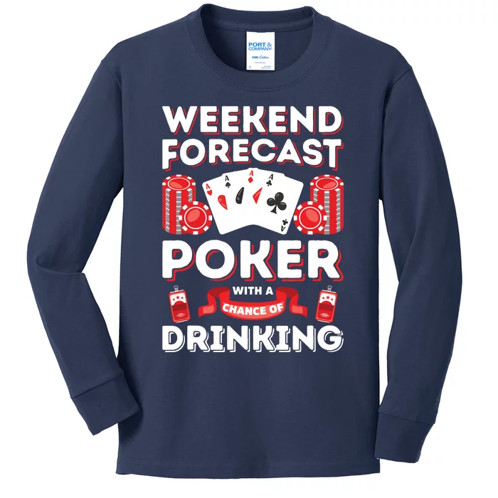 Vintage Weekend Forecast Poker Drinking Kids Long Sleeve Shirt