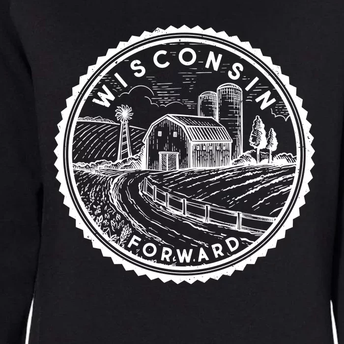 Vintage Wisconsin Forward Farmland Emblem Seal Womens California Wash Sweatshirt