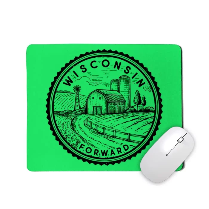 Vintage Wisconsin Forward Farmland Emblem Seal Mousepad