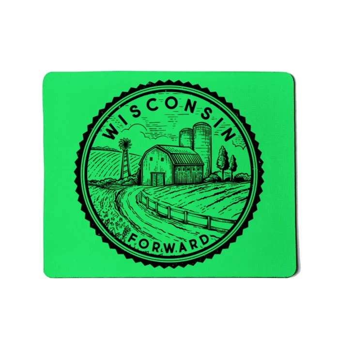 Vintage Wisconsin Forward Farmland Emblem Seal Mousepad