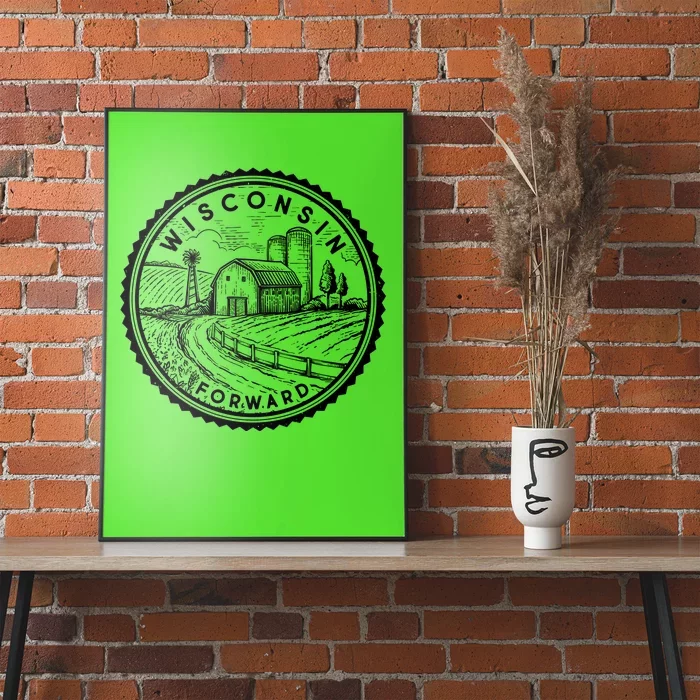 Vintage Wisconsin Forward Farmland Emblem Seal Poster