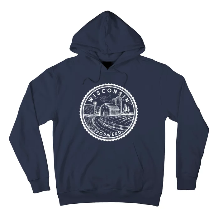 Vintage Wisconsin Forward Farmland Emblem Seal Hoodie