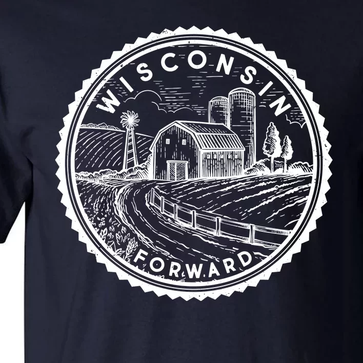 Vintage Wisconsin Forward Farmland Emblem Seal Tall T-Shirt