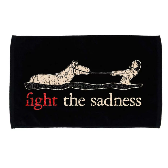 Vintage White Fight The Sadness Horse Girl Microfiber Hand Towel