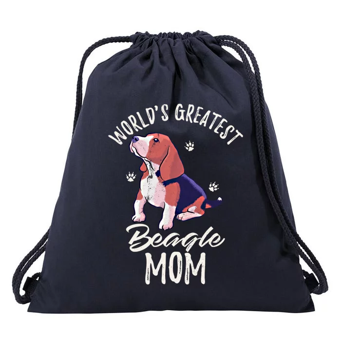 Vintage World's Greatest Beagle Mom Funny Puppy Mama Lover Gift Drawstring Bag