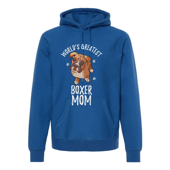 Vintage World's Greatest Boxer Mom Funny Puppy Mama Lover Gift Premium Hoodie