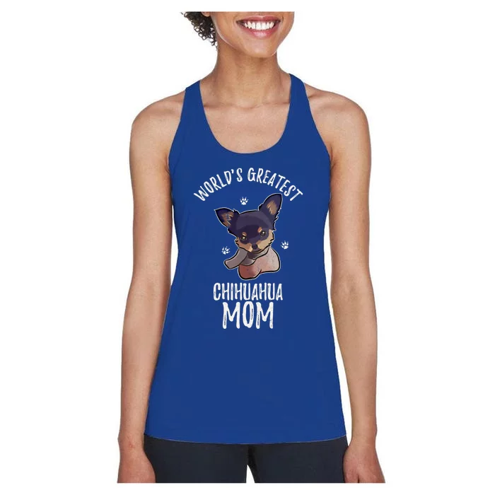 Vintage World's Greatest Chihuahua Mom Funny Dog Mama Lover Gift Women's Racerback Tank