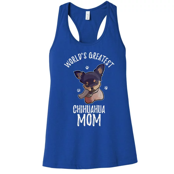 Vintage World's Greatest Chihuahua Mom Funny Dog Mama Lover Gift Women's Racerback Tank