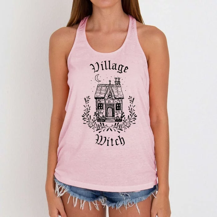 Village Witch Gift Witchy Clothes Pagan Wicca Gift Women's Knotted Racerback Tank