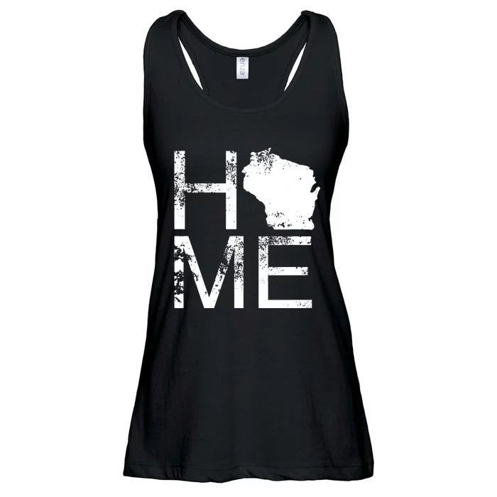 Vintage Wisconsin Home Map In Place Of O Wi State Wisconsin Ladies Essential Flowy Tank